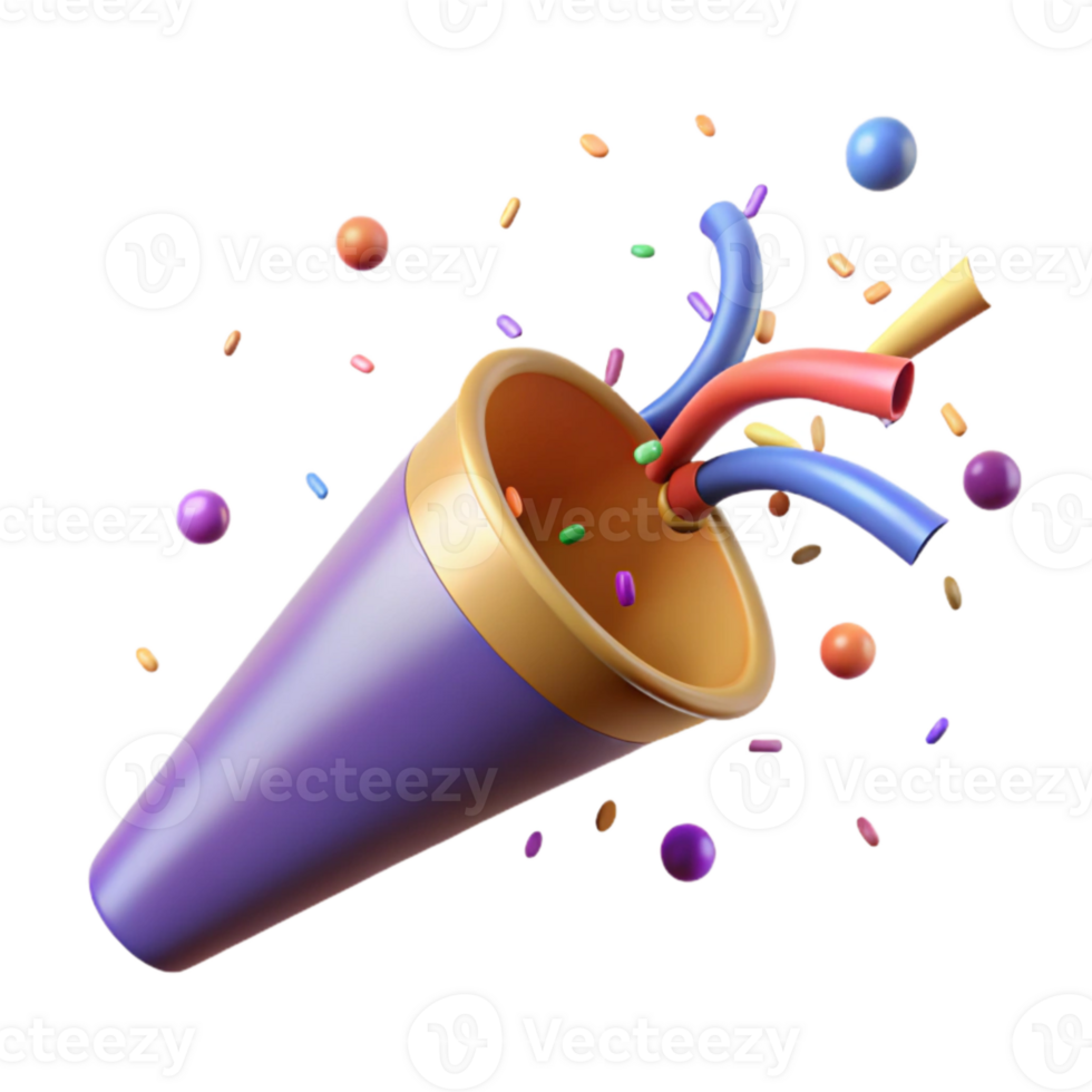 elegant vintage Party Horn with Confetti Burst Cutout exclusive png