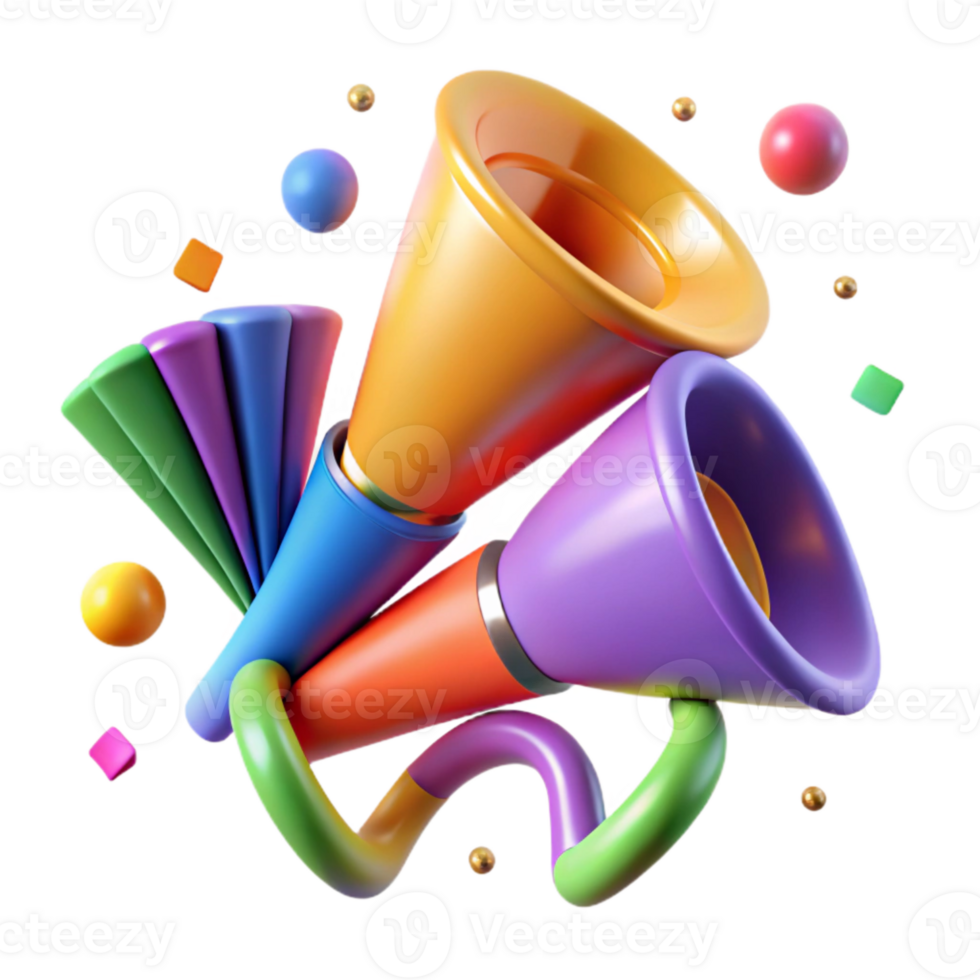 impressive minimalist Party Horns Colorful Assorted Pack Isolated high resolution png