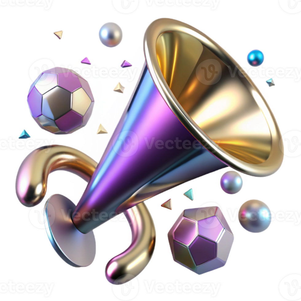 extraordinary contemporary Party Horn Metallic Shiny Isolated authentic png
