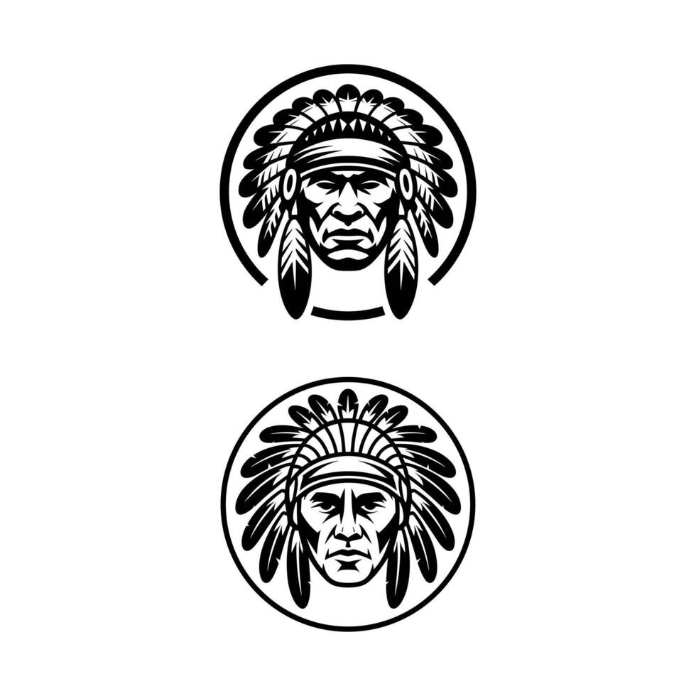 Monochrome Native American Headdress Illustration vector