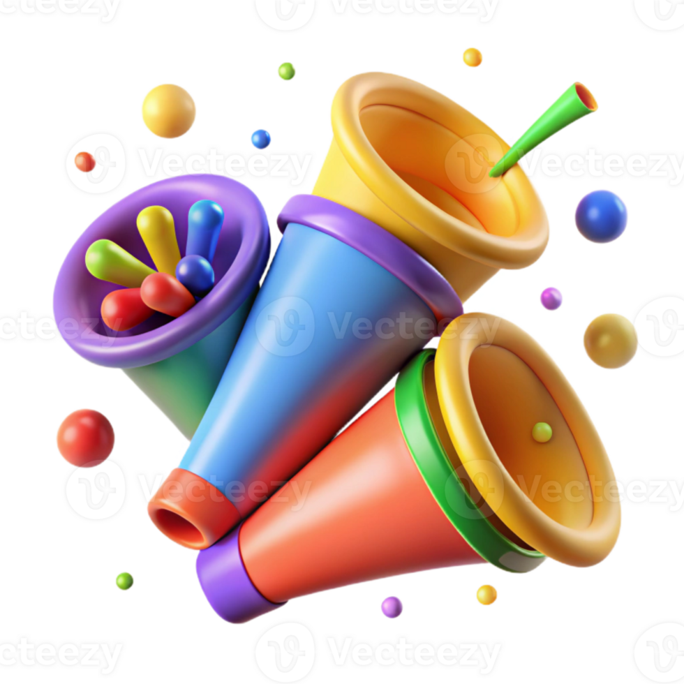 beautiful modern Party Horns Colorful Assorted Pack Isolated genuine png