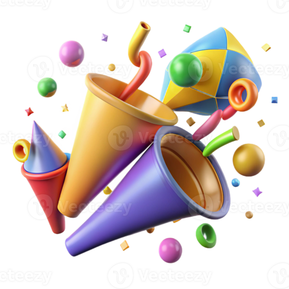 stunning abstract Party Horns Colorful Assorted Pack Isolated original png