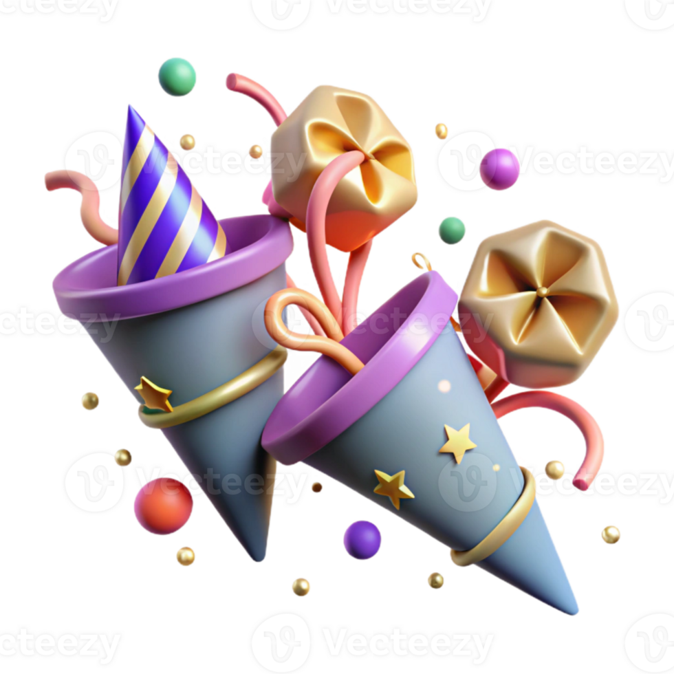 stunning minimalist Party Poppers Isolated for Celebration Graphics premium png