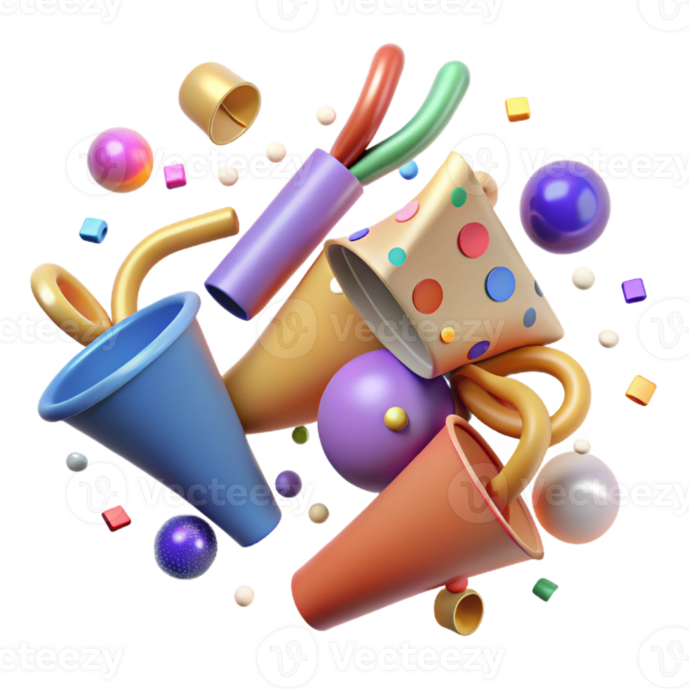 impressive artistic Party Noisemakers Assorted Cutout for Festive Sounds png