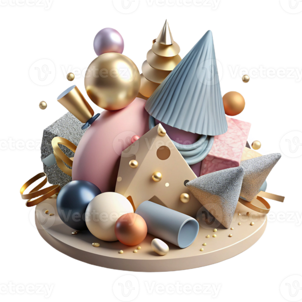 elegant artistic Party Supplies Pile Cutout for Event Preparation authentic png