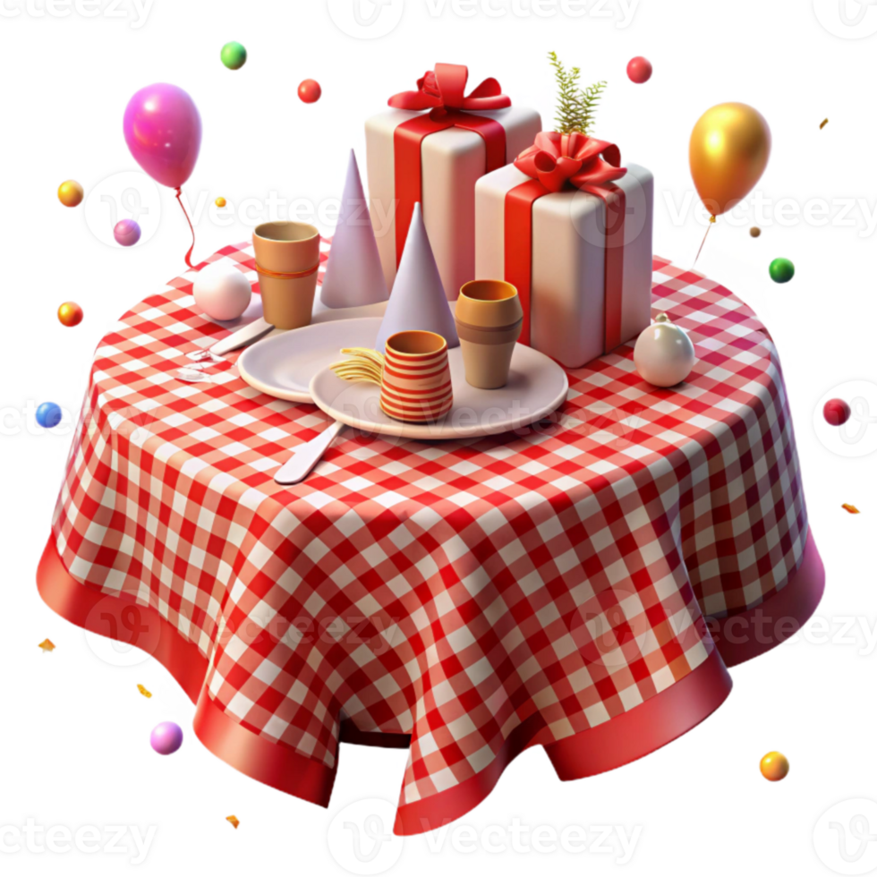 magnificent contemporary Party Tablecloth Checkered Pattern Red White Cutout detailed png