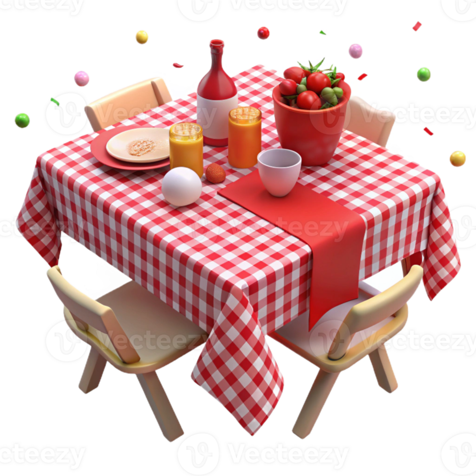 extraordinary minimalist Party Tablecloth Red and White Checkered Isolated for Picnics high quality png