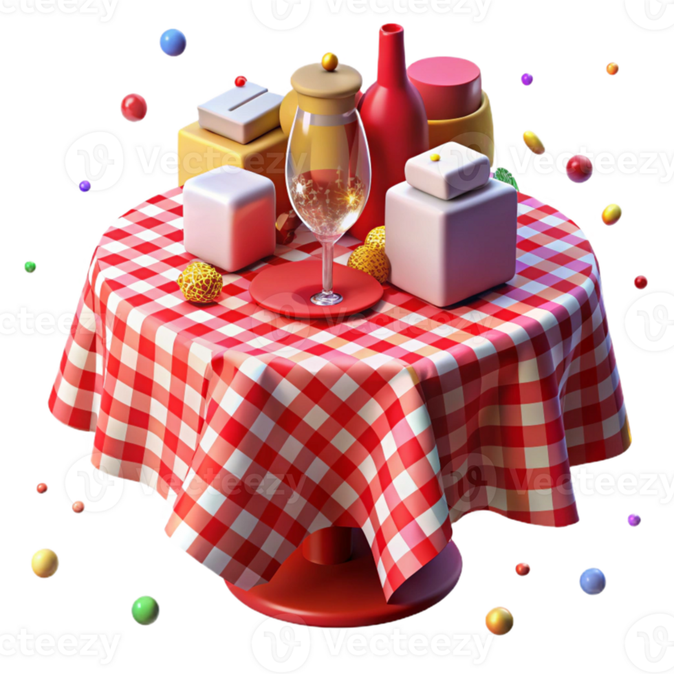 vibrant rustic Party Tablecloth Red and White Checkered Isolated for Picnics authentic png