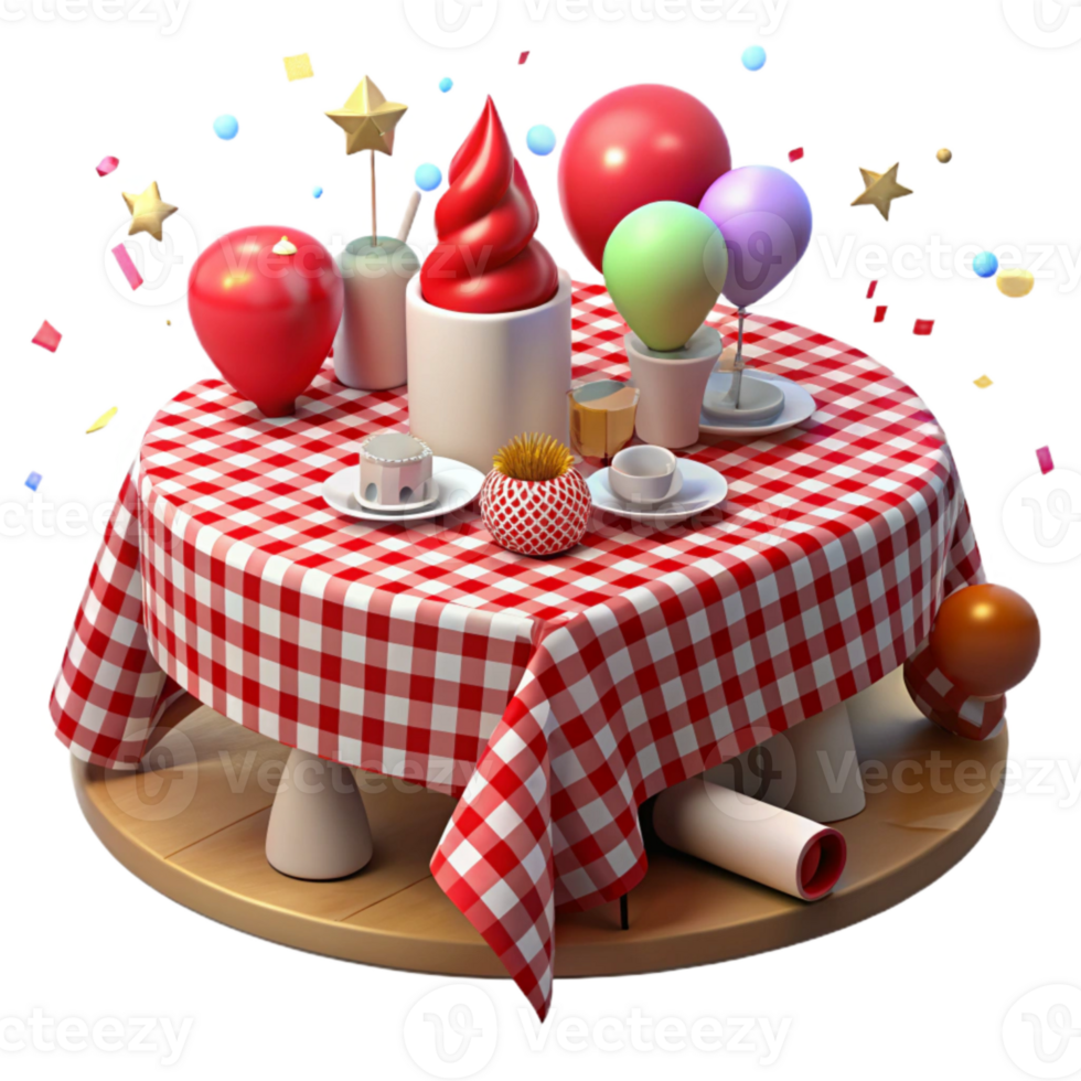 serene artistic Party Tablecloth Red and White Checkered Isolated for Picnics original png