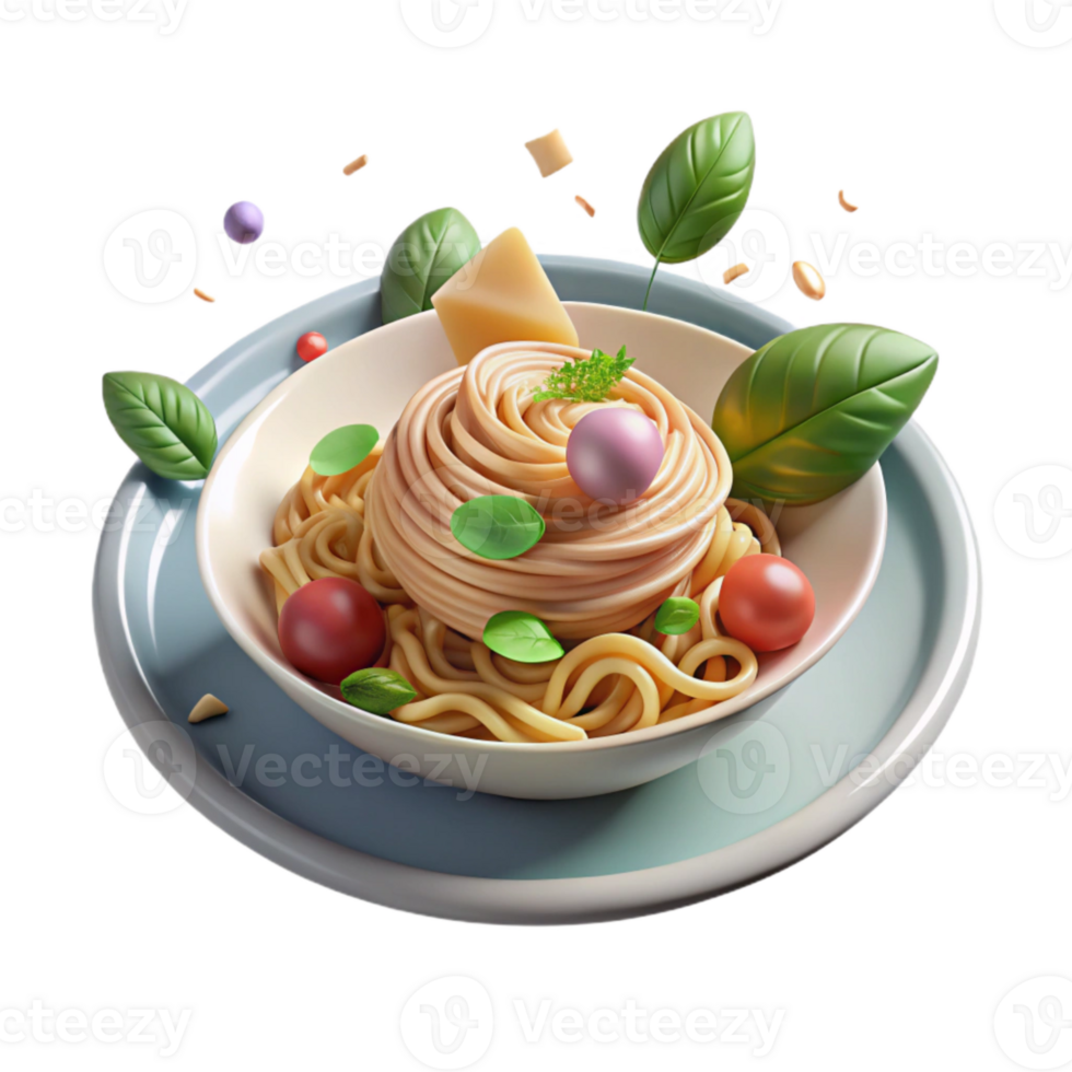 impressive artistic Pasta Dish with Basil Cutout for Italian Restaurant Menu genuine png