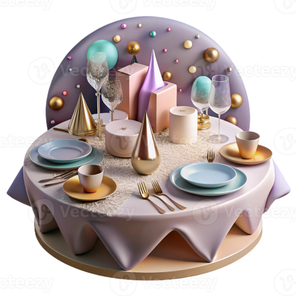 vibrant minimalist Party Table Setting Plates Cutlery Cutout high quality png