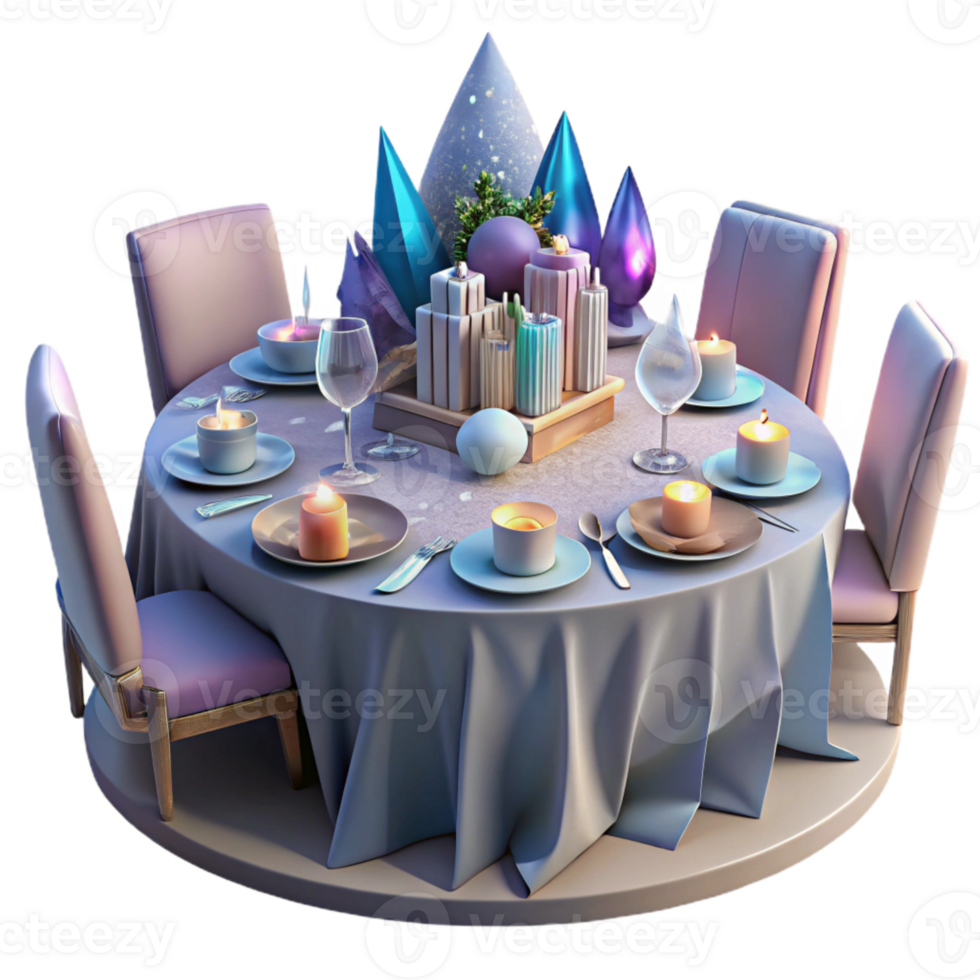 stunning abstract Party Table Setting Isolated with Plates and Cutlery high resolution png