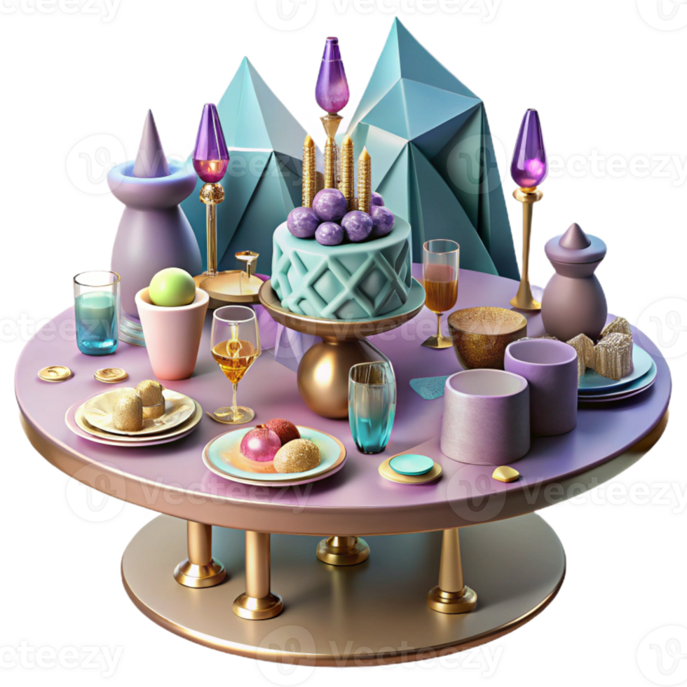 dramatic rustic Party Table Setting with Food Isolated for Dinner Parties genuine png