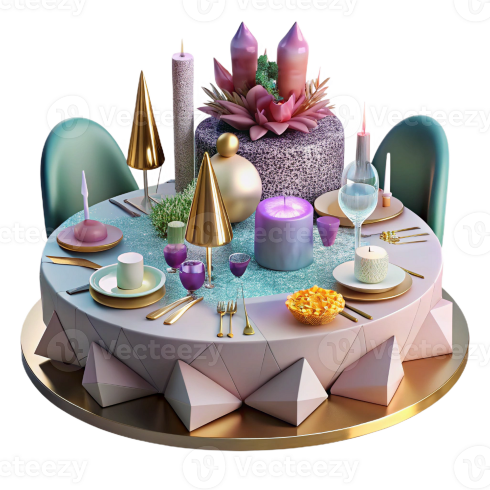 serene rustic Party Table Setting Isolated with Plates and Cutlery authentic png