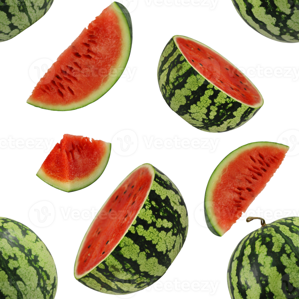 slice watermelon seamless pattern on transparent background for wallpaper and decoration png