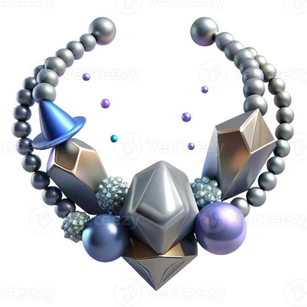 impressive abstract Platinum Necklace Opera Length Isolated on Transparent Background authentic png