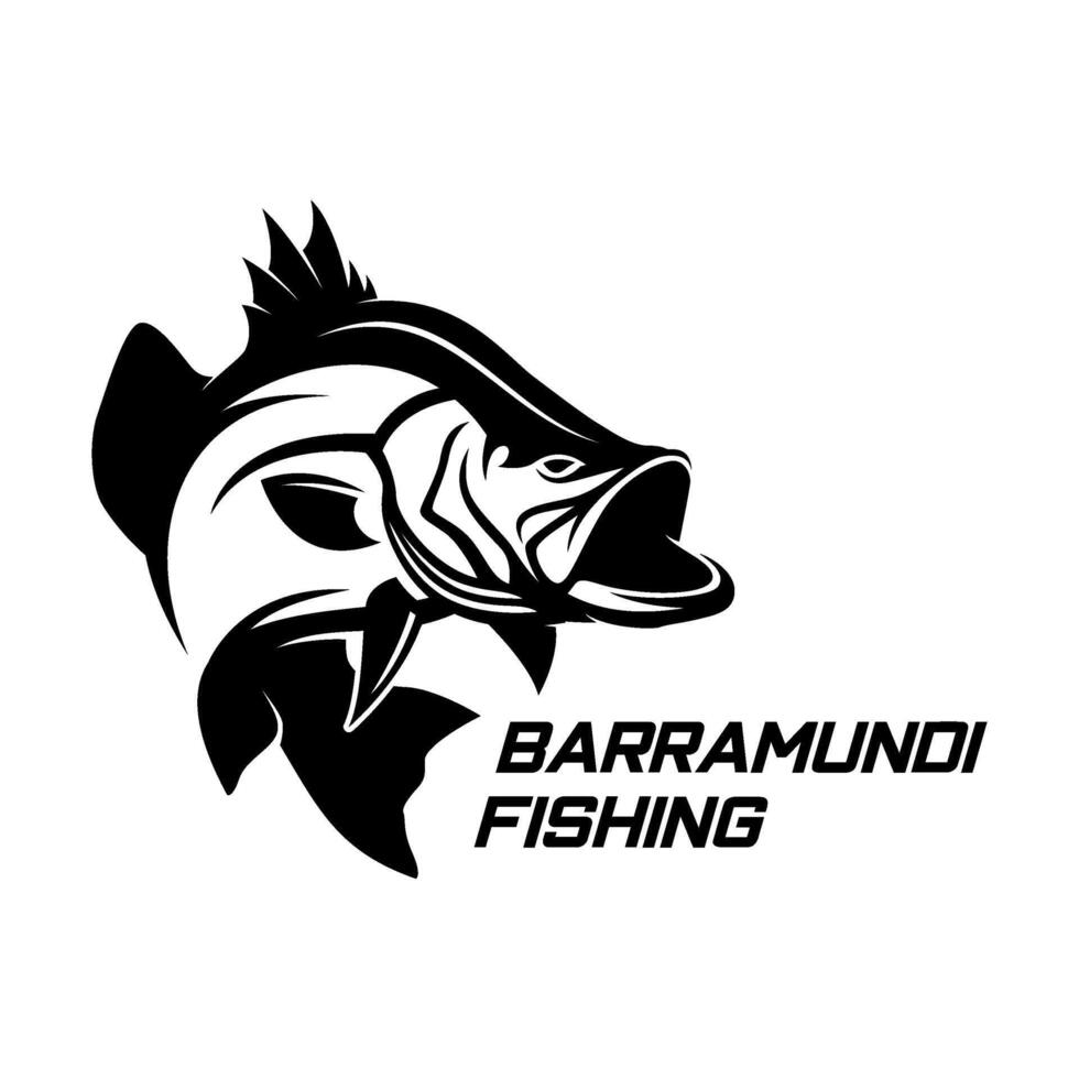 barramundi fish jumps after its prey open illustration logo image t shirt vector