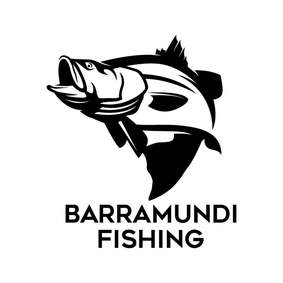 barramundi fish jumping with mouth open illustration logo image t shirt vector