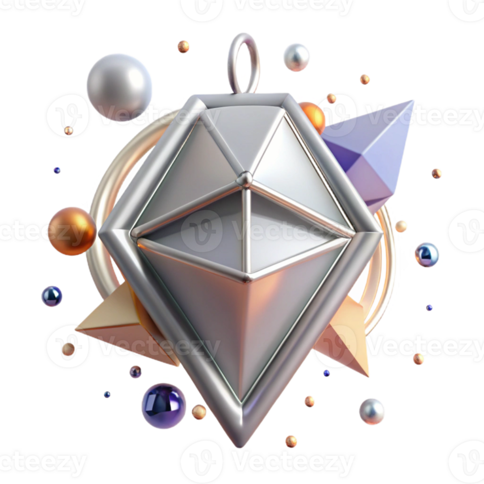 magnificent traditional Platinum Pendant Geometric Shape Isolated on Transparent Background high resolution png
