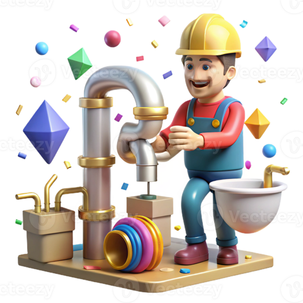 extraordinary rustic Plumber Installing Pipes Bathroom Fixtures Cutout original png