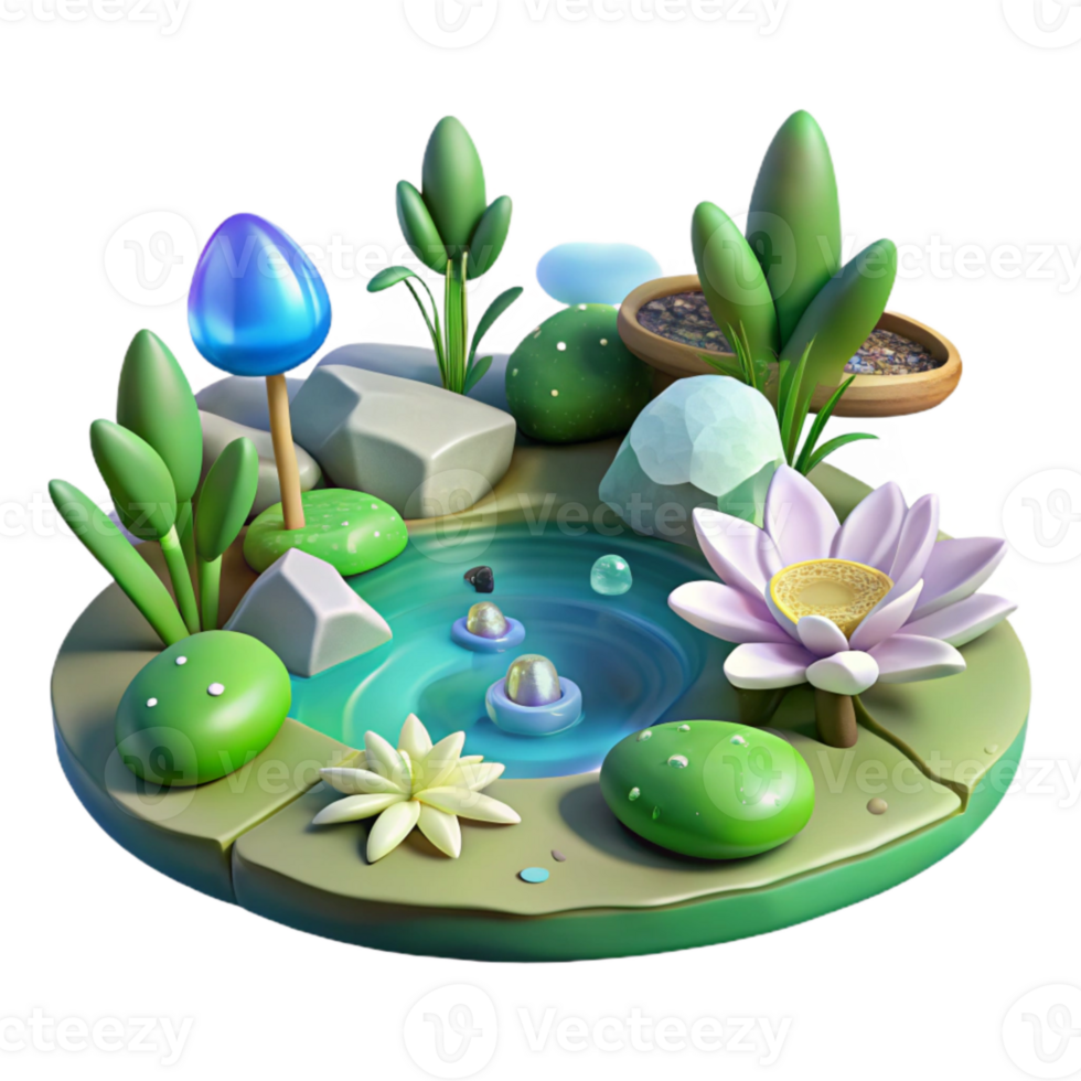 magnificent creative Pond Water Plants Lily Pads Frogs Isolated for Ecosystem Illustrations genuine png
