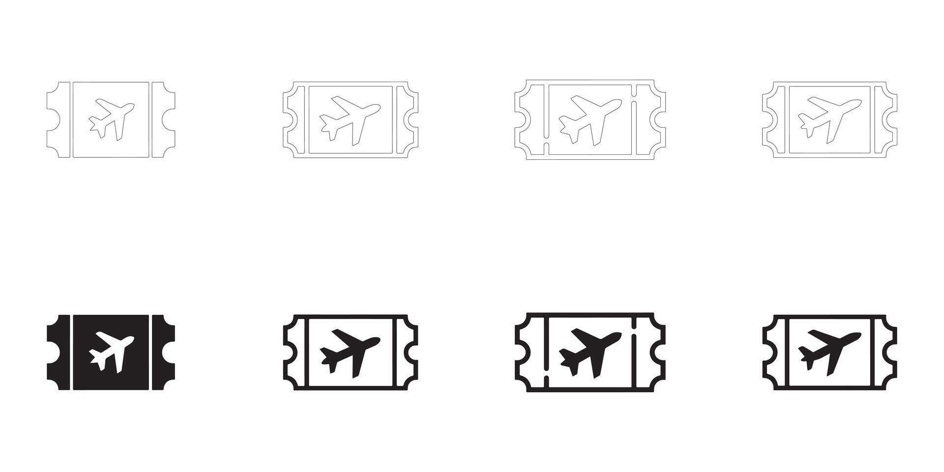 airplane ticket icons set. vector