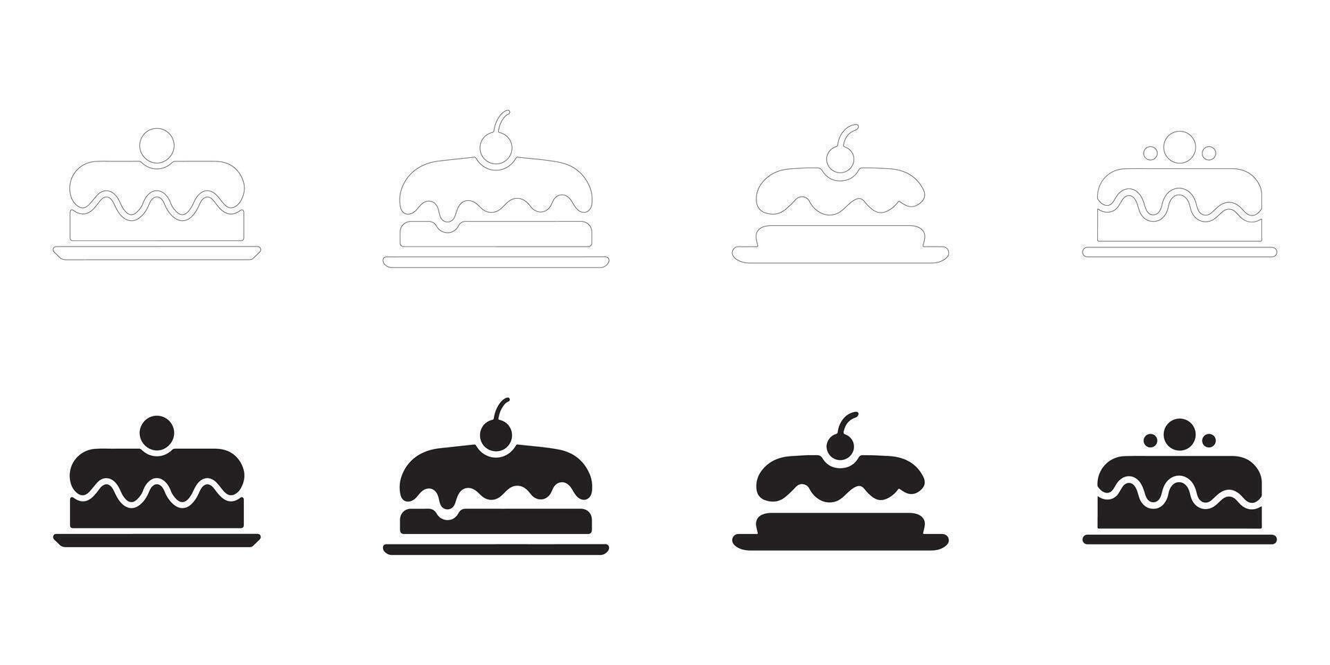 cake icons set. vector