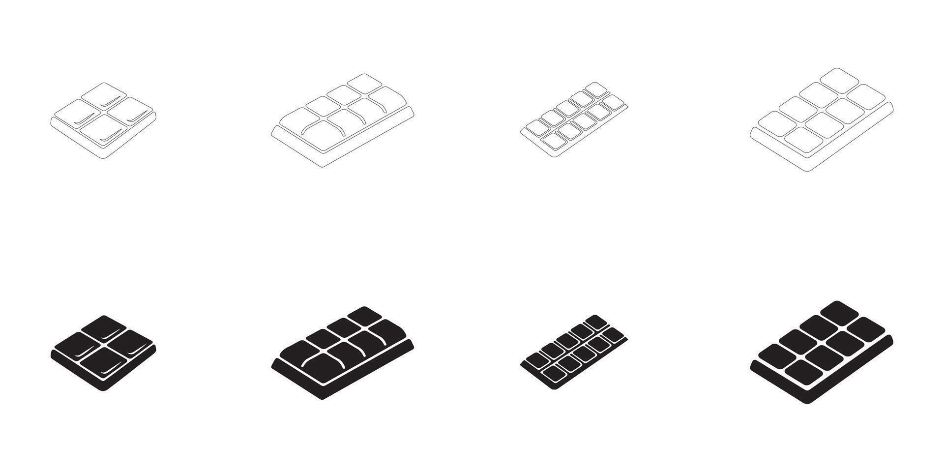 chocolate bar icons set. vector
