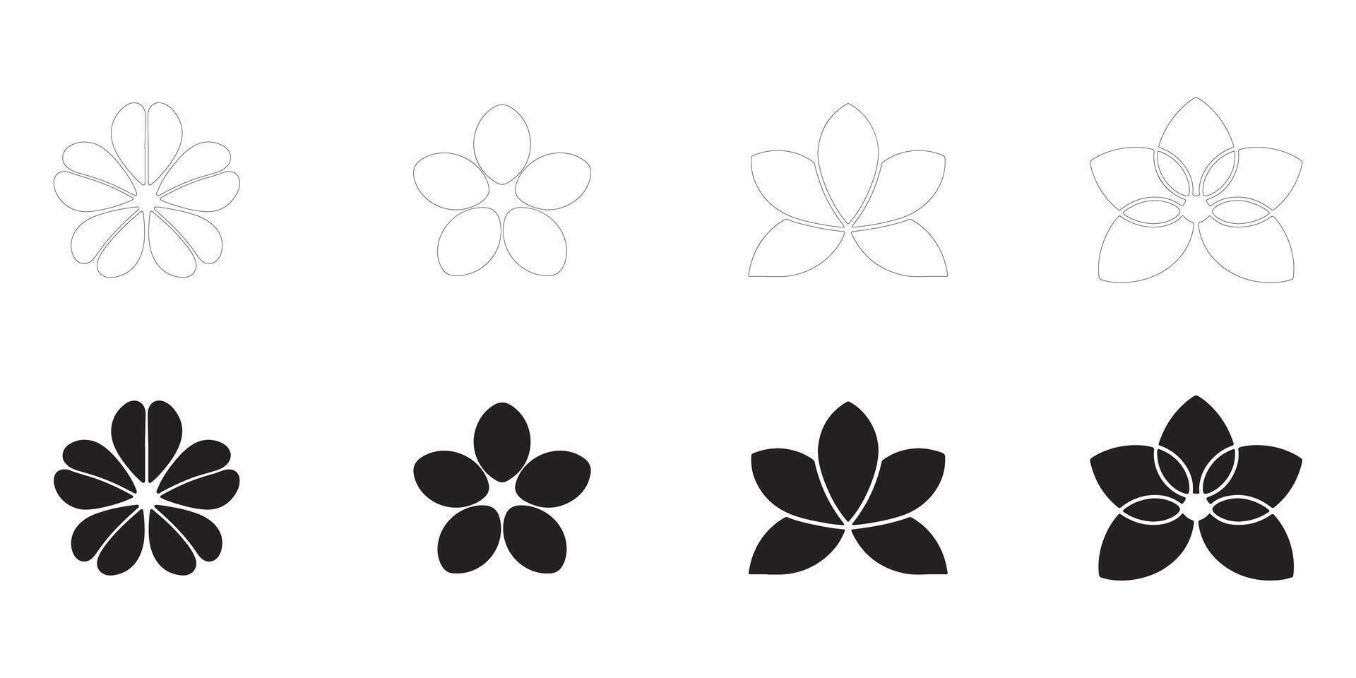 flower peta icons set. vector