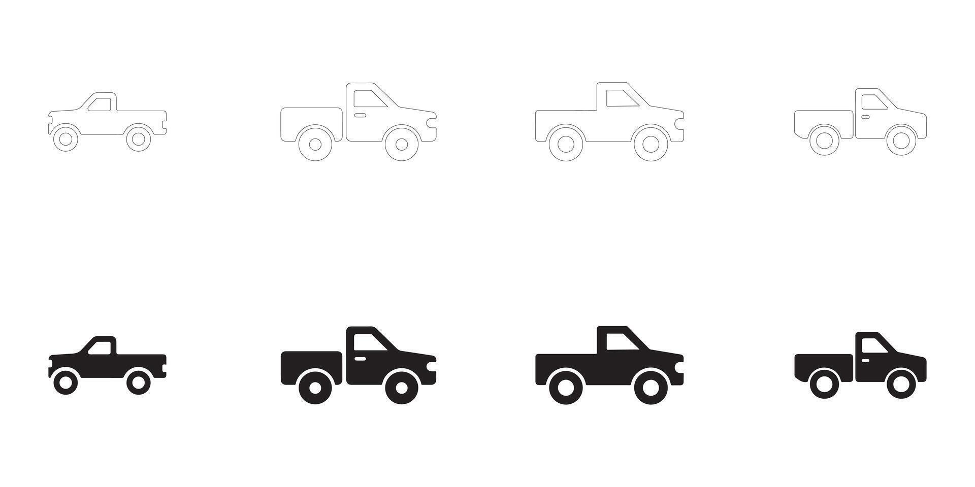 Pickup Truck icons set. vector