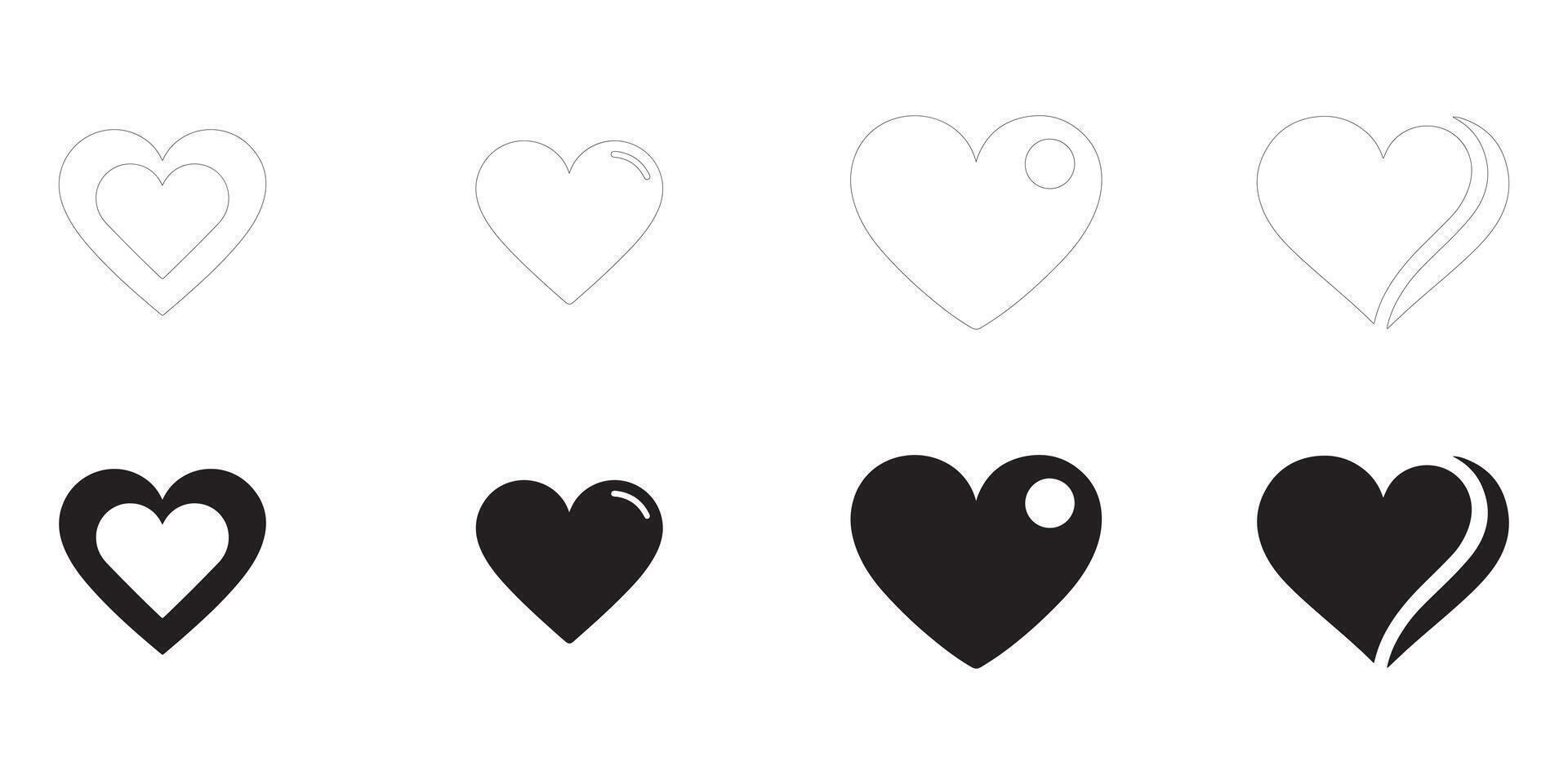 heart icons set. vector