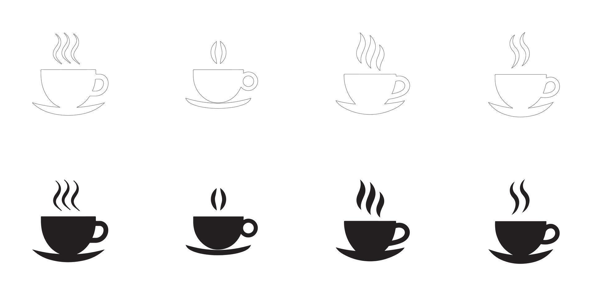 coffee cup icons set. Editable minimalist icons. vector