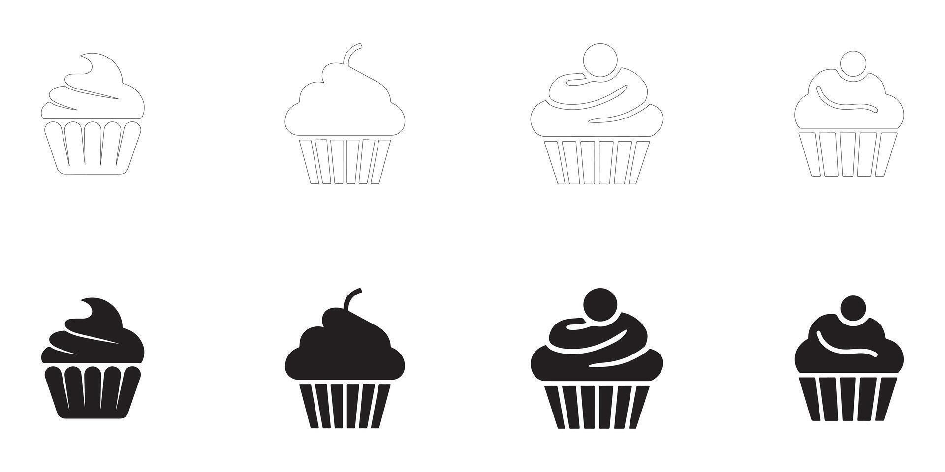 cupcake icons set. vector
