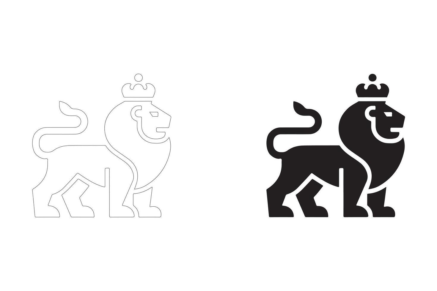 Bold and Majestic Lion Logos in Black and White vector