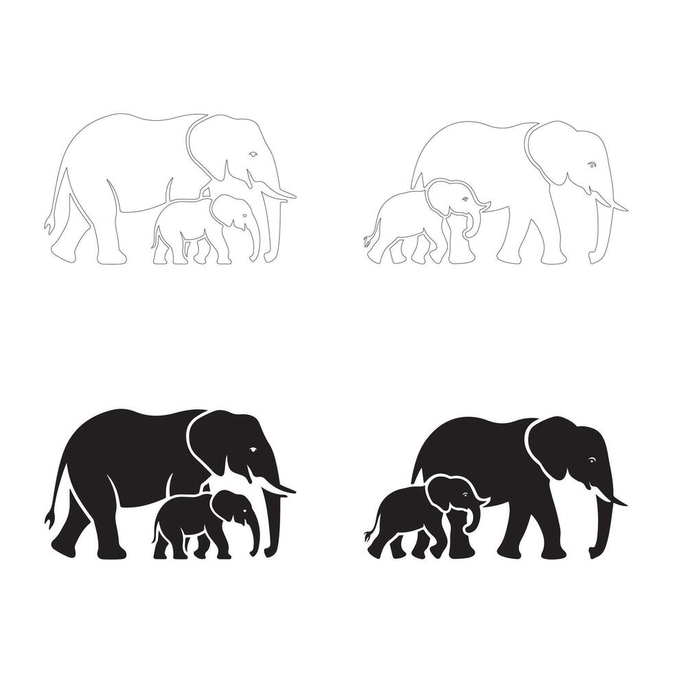 Elegant and Heartwarming Elephant Family Designs for Digital and Print Use vector