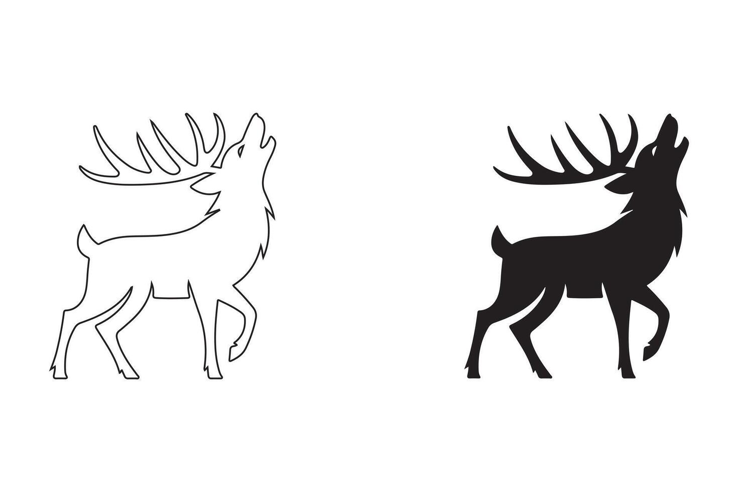 Essential Wildlife Silhouettes Featuring Wolf and Deer in a Sleek Design vector