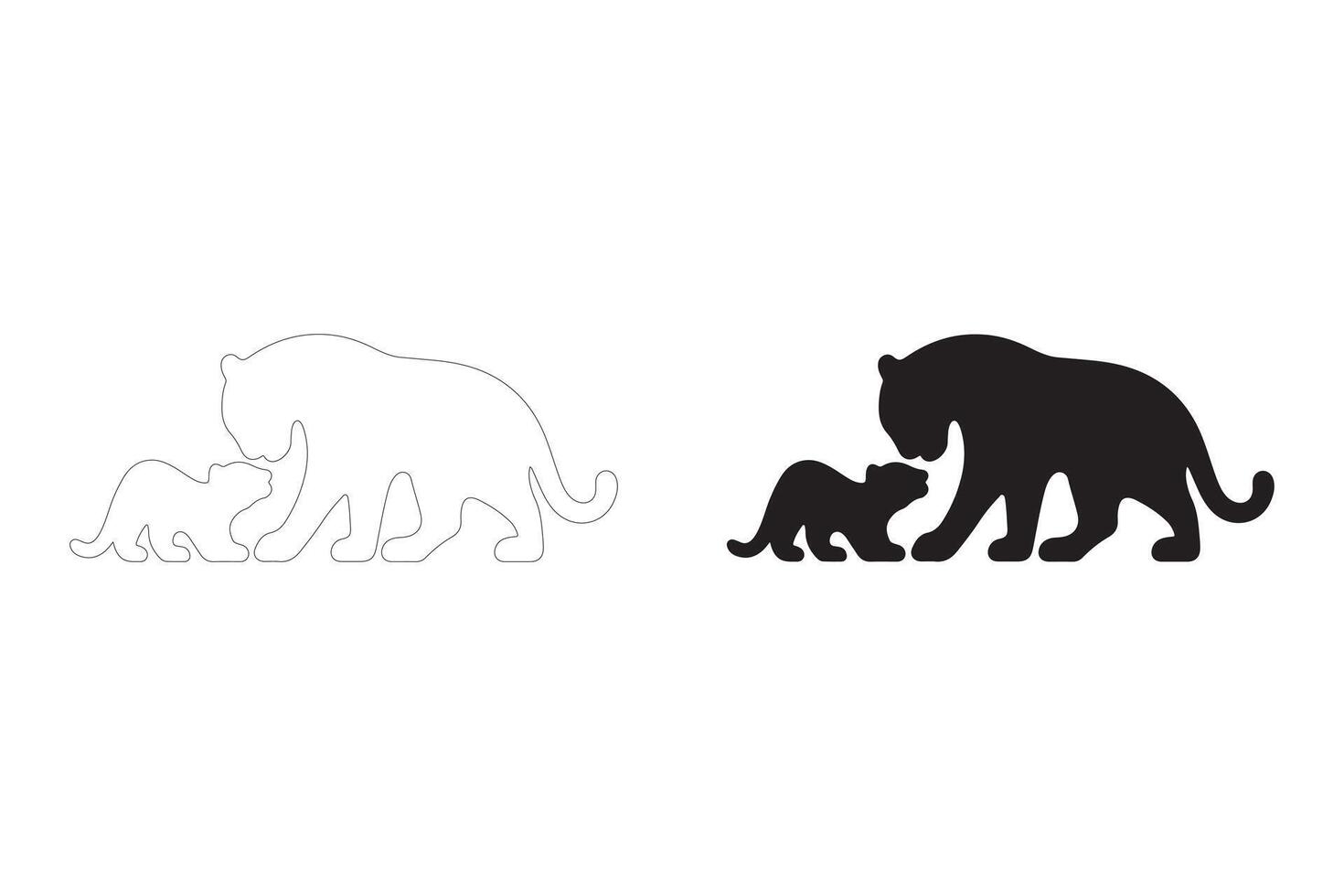 Bold and Striking Panther with Cubs Silhouettes for Web, Apps, and Branding vector