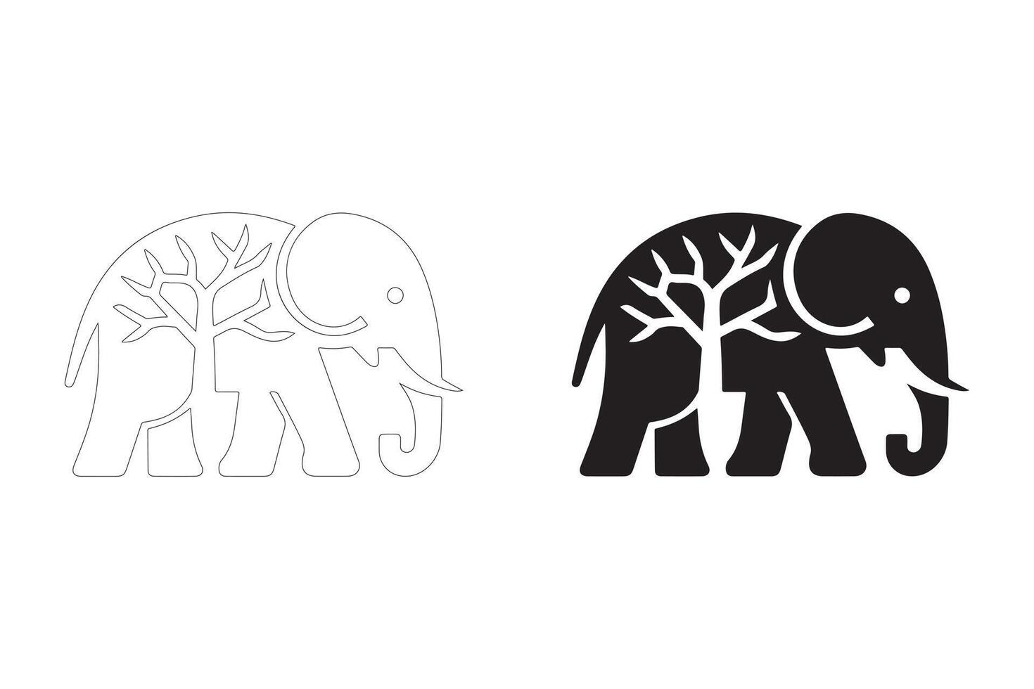 Elegant and Timeless Elephant and Tree Design for Digital and Print Use vector