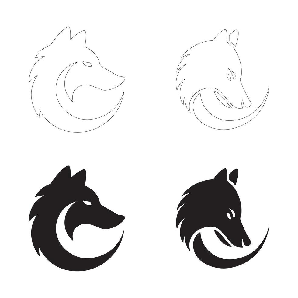 Bold and Elegant Half Wolf, Half Moon Artwork for Versatile Applications vector