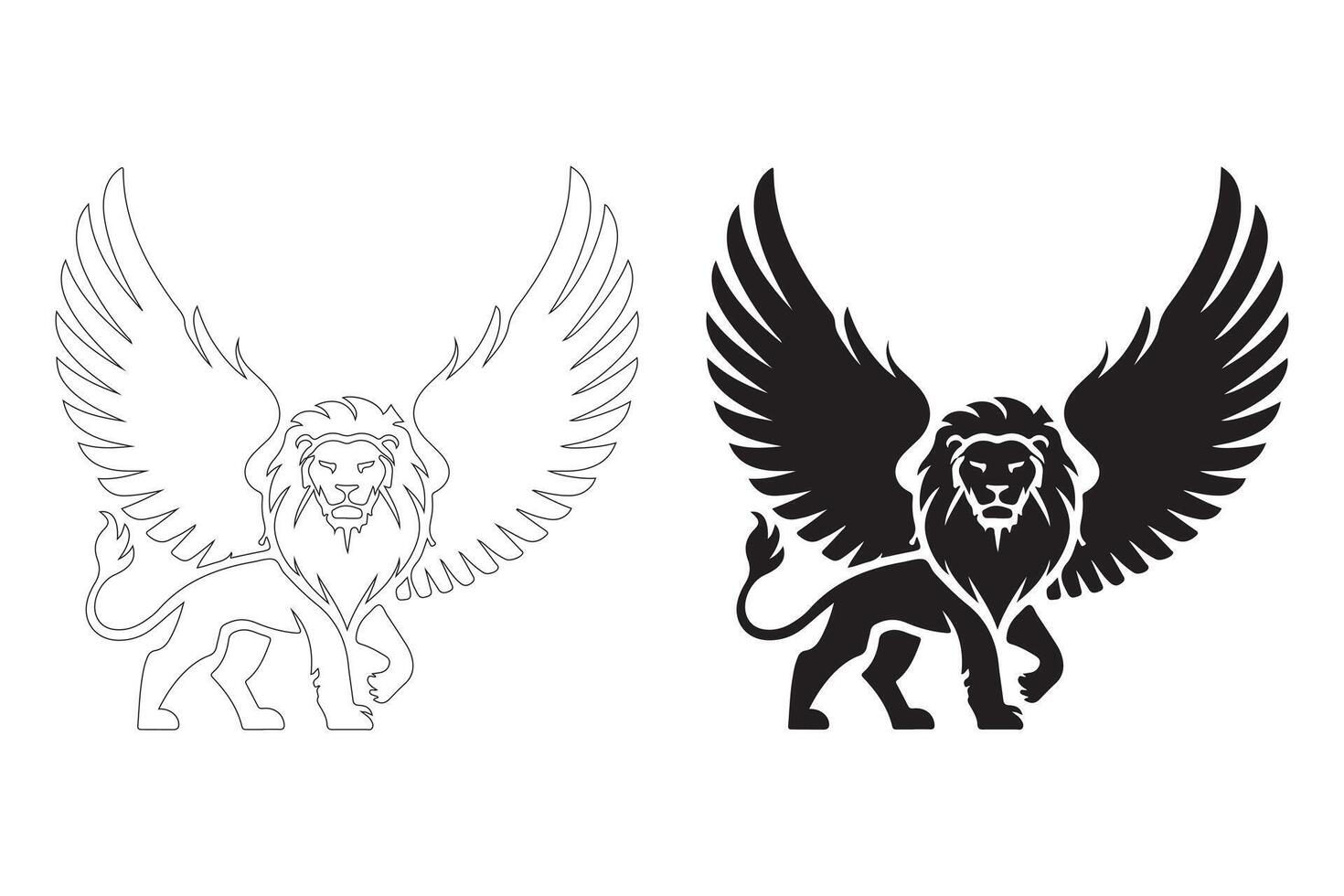 Sleek and Heroic Winged Lion Graphics for Presentations and Interfaces vector