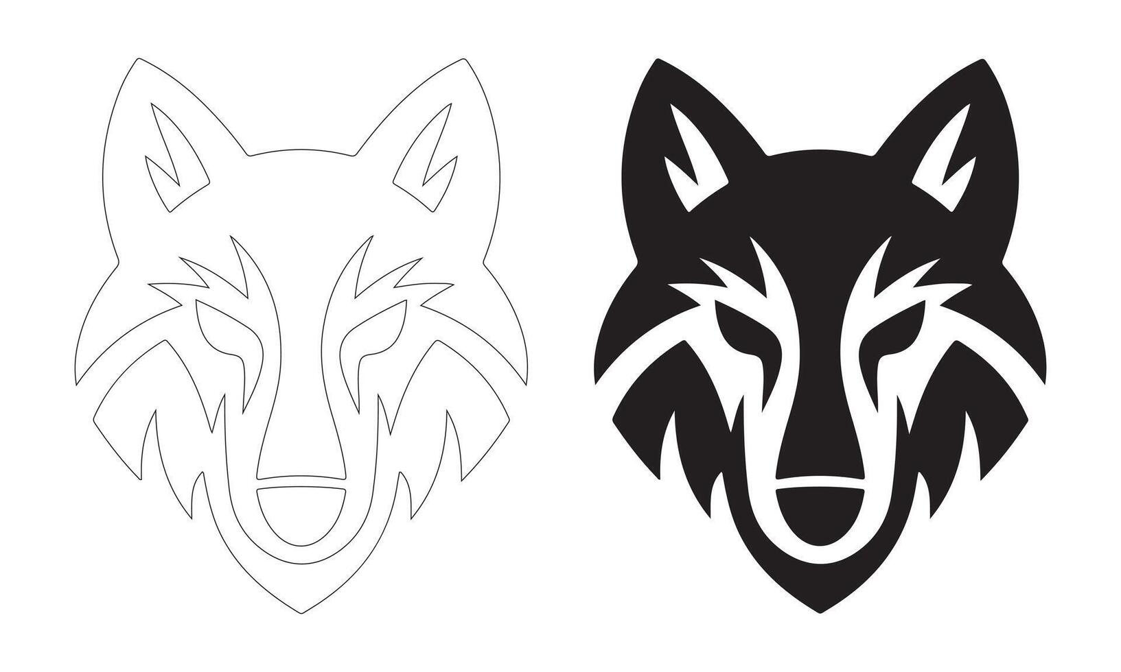 Stylish and Simple Wolf Head Silhouettes for Branding and Graphics vector