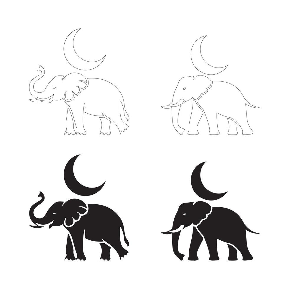 Majestic Night-Themed Elephant Designs for Digital and Print Use vector