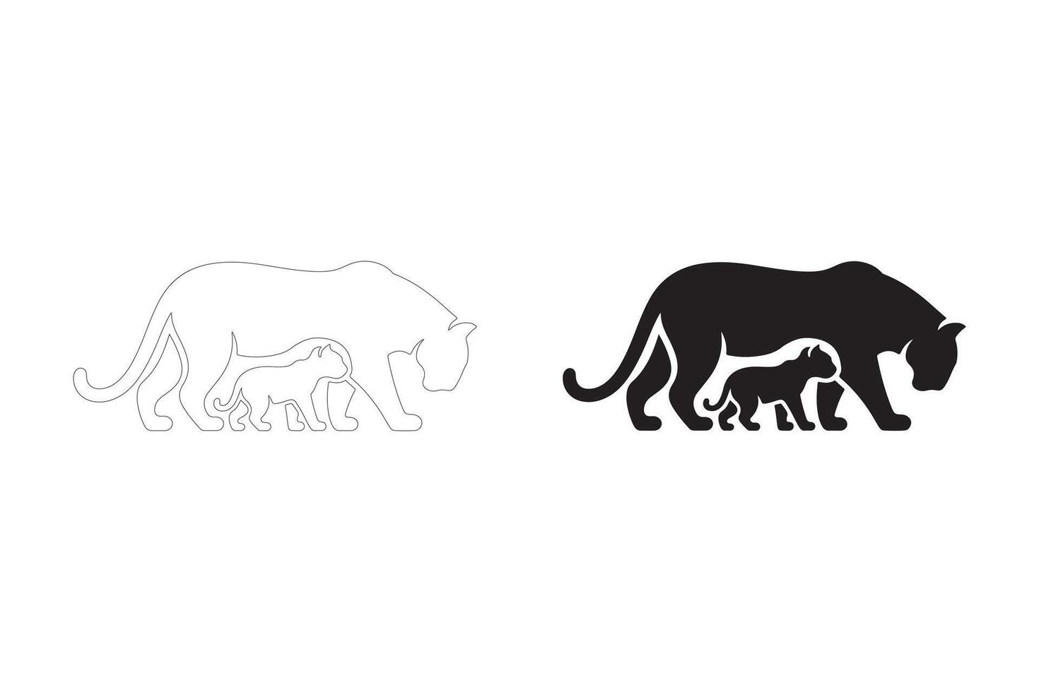 Elegant and Heartwarming Panther Family Designs for Digital and Print Use vector