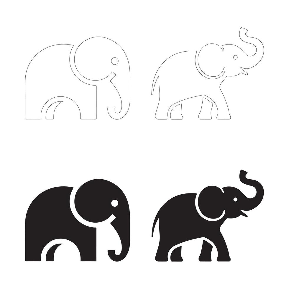 Elegant Elephant Silhouettes for Web, Apps, and Branding vector
