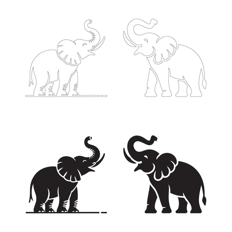 Timeless Black and White Elephant Designs for Versatile Use vector