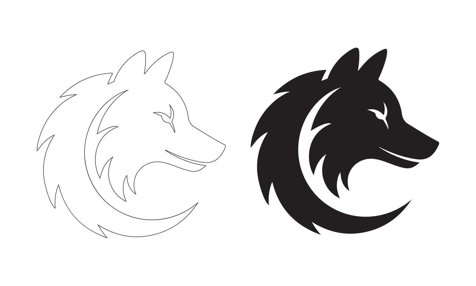 Mystical Wolf and Moon Fusion Designs for Digital and Print Use vector