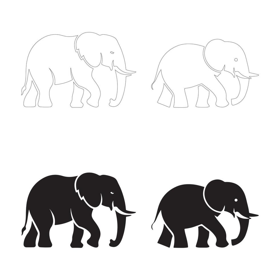 Majestic and Minimal Elephant Silhouettes for Modern Designs vector