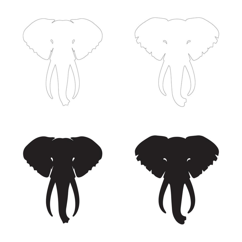 Clean and Striking Elephant Head Designs in Black and White vector