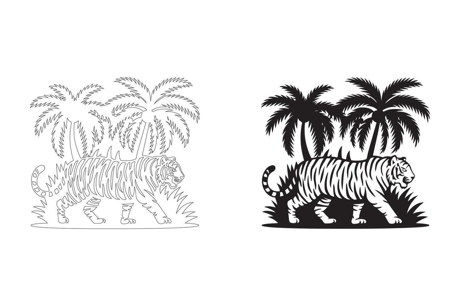 Bold and Elegant Tiger in Lush Jungle for Digital and Print Use vector