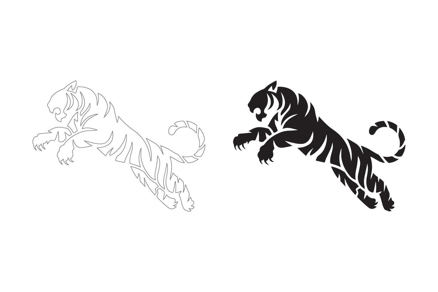 Bold and Powerful Jumping Tiger Designs for Digital and Print Use vector